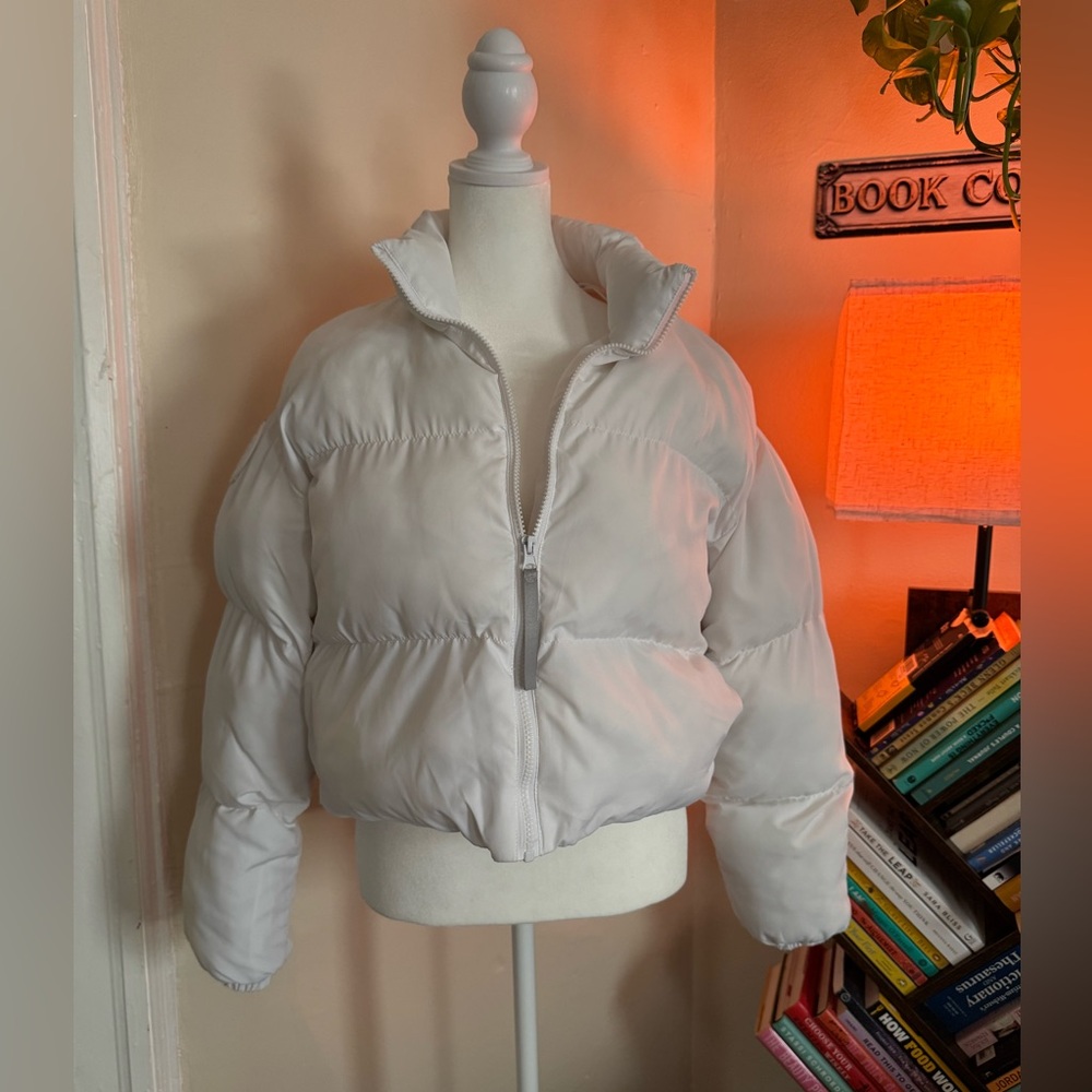 Fabletics white puffer jacket